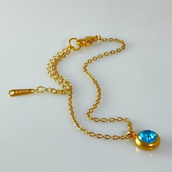 Birthstone Drop Cable Chain Link Bracelet Stainless Steel - Picture 4 of 8